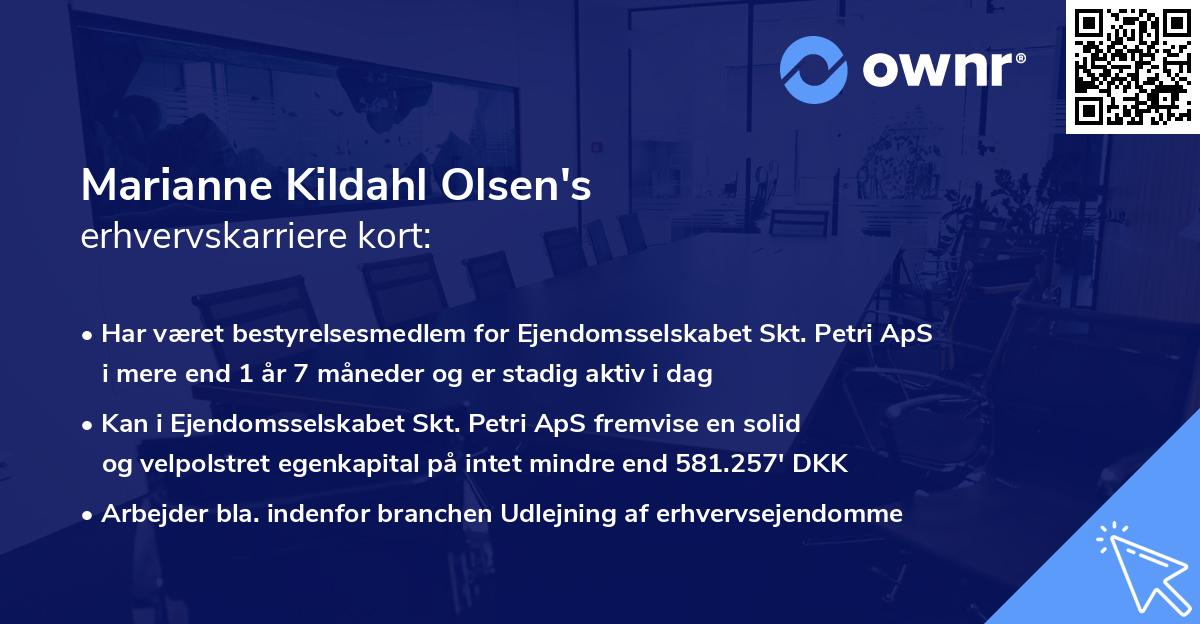 Marianne Kildahl Olsen's erhvervskarriere kort