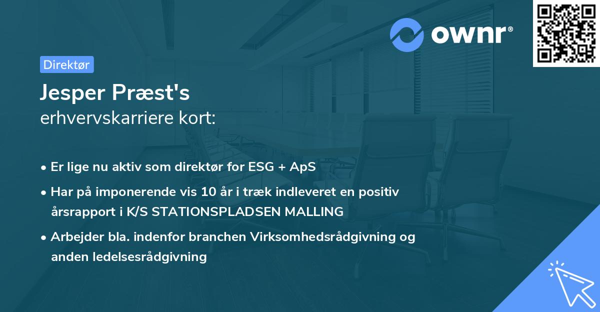 Jesper Præst's erhvervskarriere kort