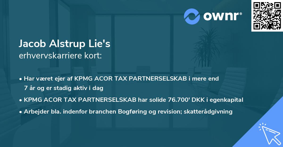 Jacob Alstrup Lie's erhvervskarriere kort