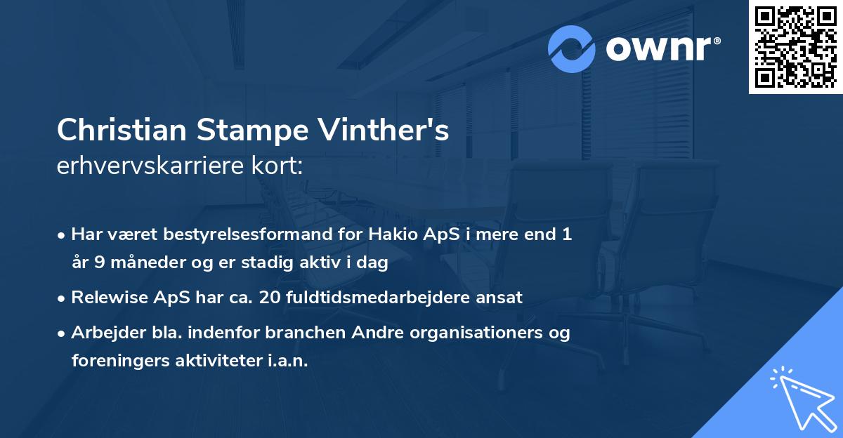 Christian Stampe Vinther's erhvervskarriere kort