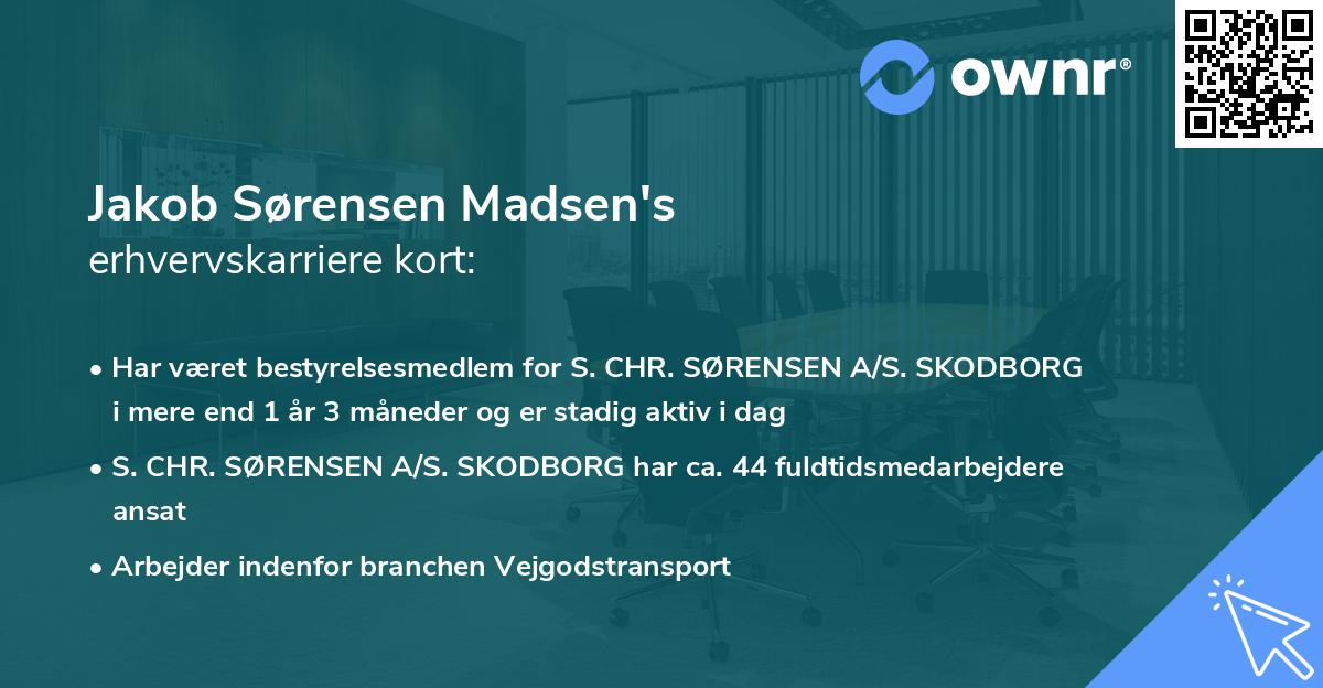 Jakob Sørensen Madsen's erhvervskarriere kort