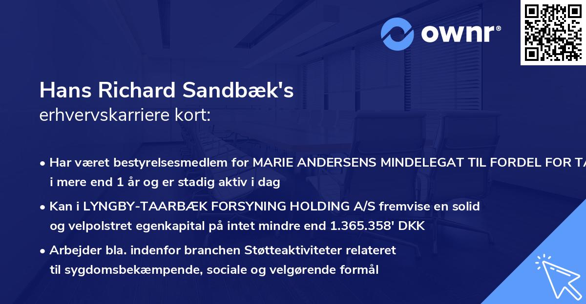 Hans Richard Sandbæk's erhvervskarriere kort