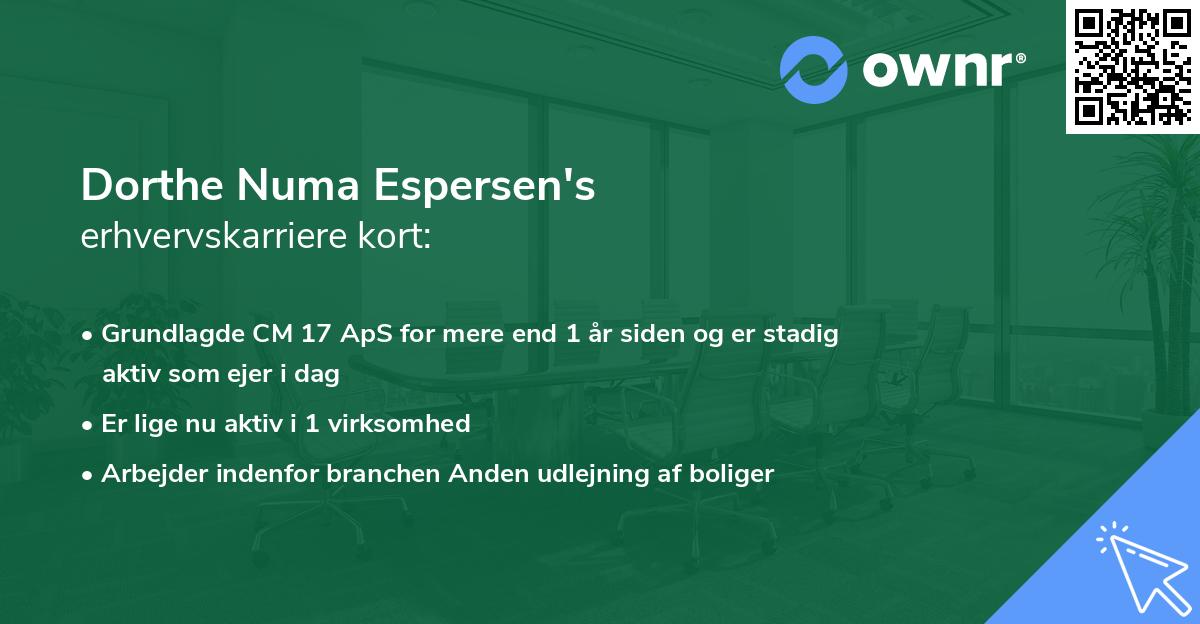 Dorthe Numa Espersen's erhvervskarriere kort