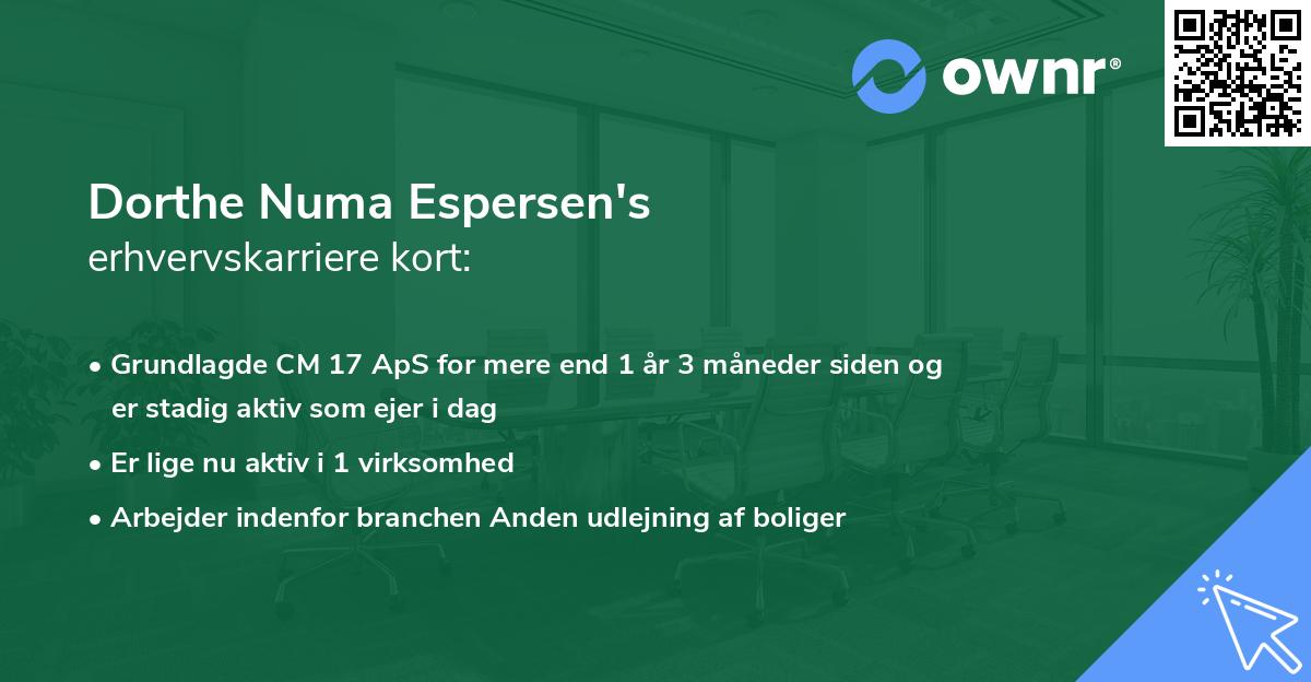 Dorthe Numa Espersen's erhvervskarriere kort