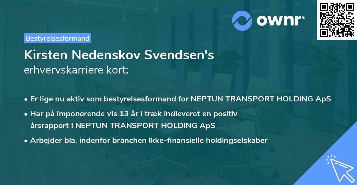 Kirsten Nedenskov Svendsen's erhvervskarriere kort