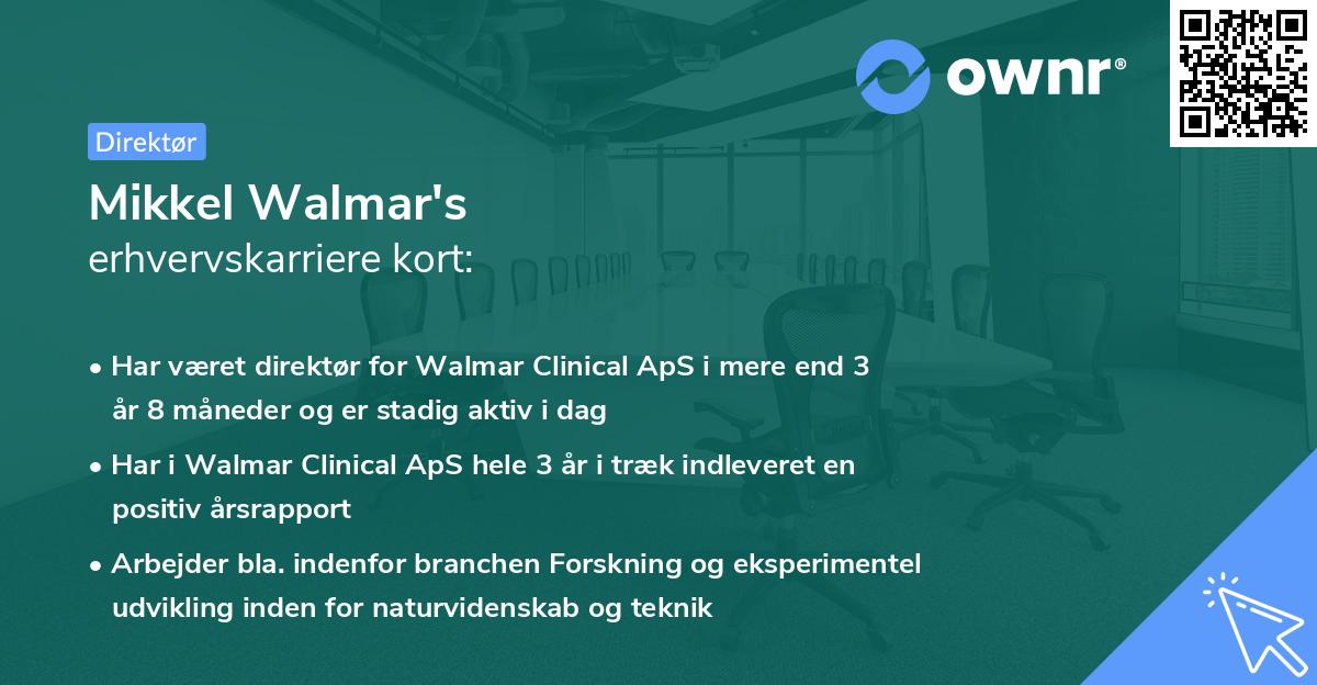 Mikkel Walmar's erhvervskarriere kort