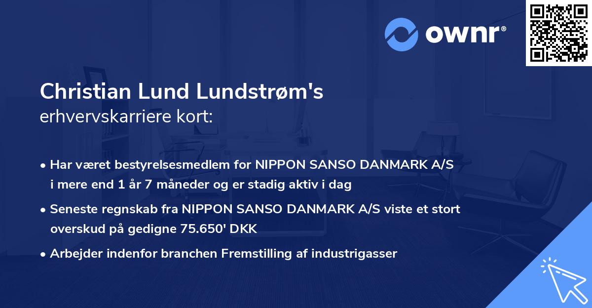 Christian Lund Lundstrøm's erhvervskarriere kort