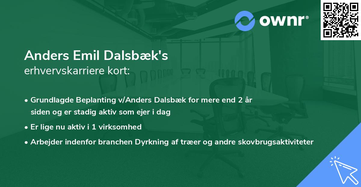 Anders Emil Dalsbæk's erhvervskarriere kort