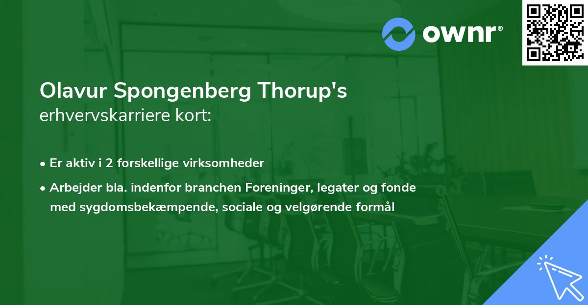 Olavur Spongenberg Thorup's erhvervskarriere kort