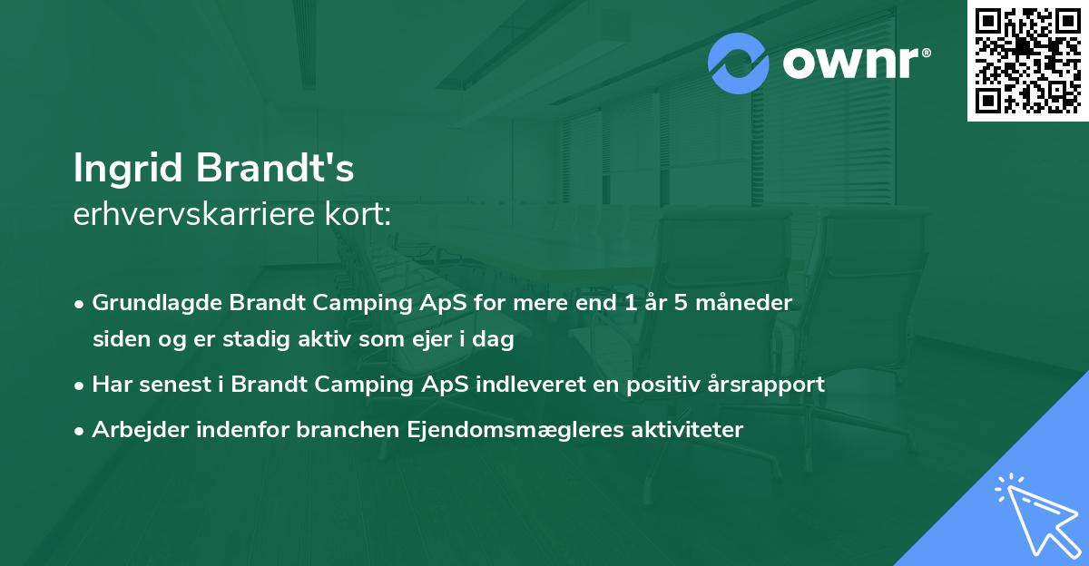 Ingrid Brandt's erhvervskarriere kort