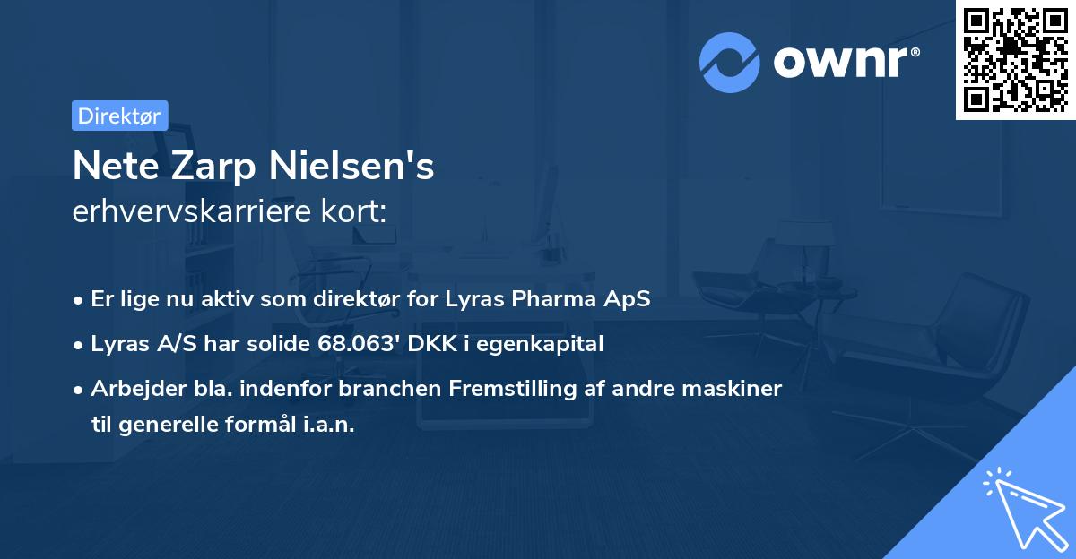 Nete Zarp Nielsen's erhvervskarriere kort