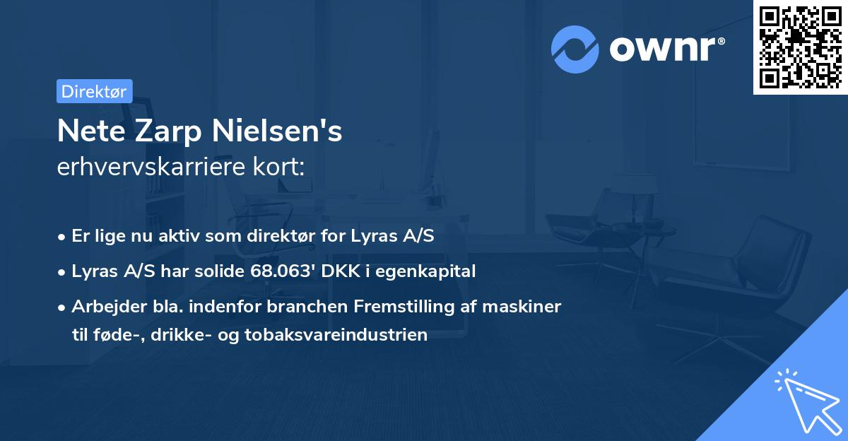 Nete Zarp Nielsen's erhvervskarriere kort