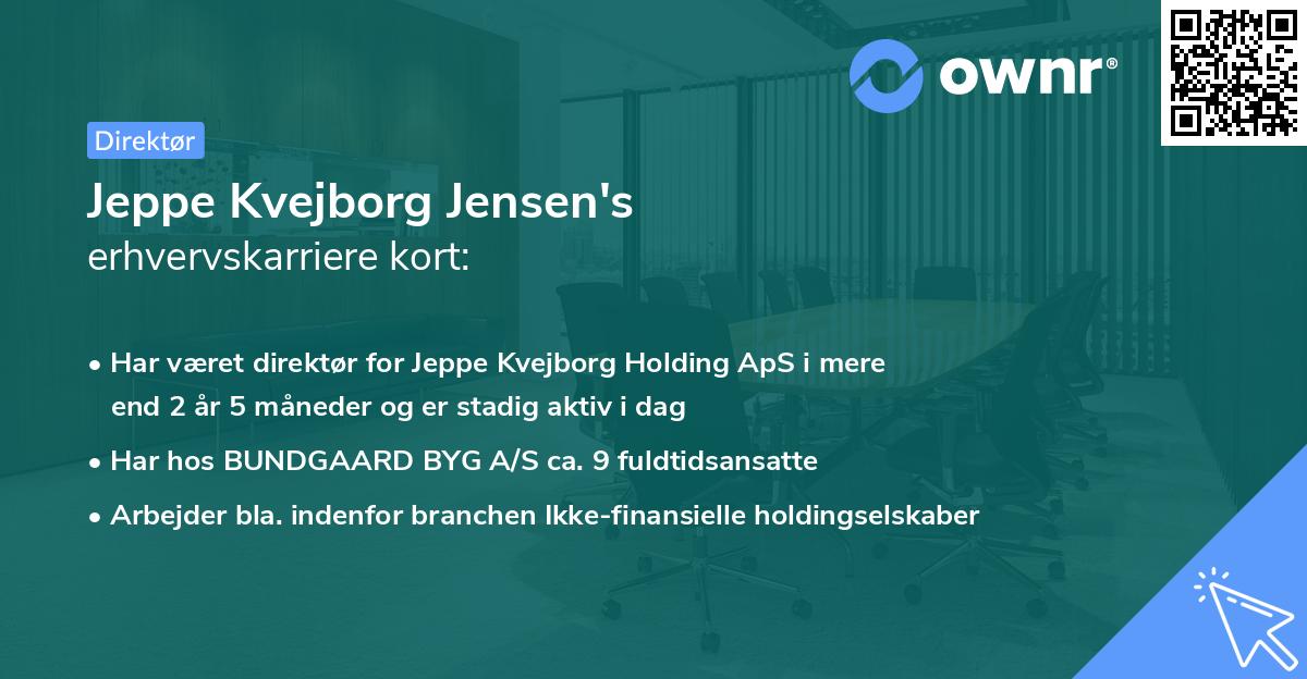 Jeppe Kvejborg Jensen's erhvervskarriere kort