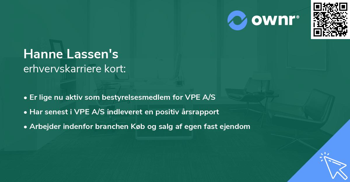 Hanne Lassen's erhvervskarriere kort