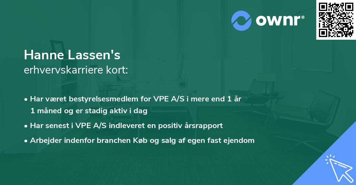 Hanne Lassen's erhvervskarriere kort