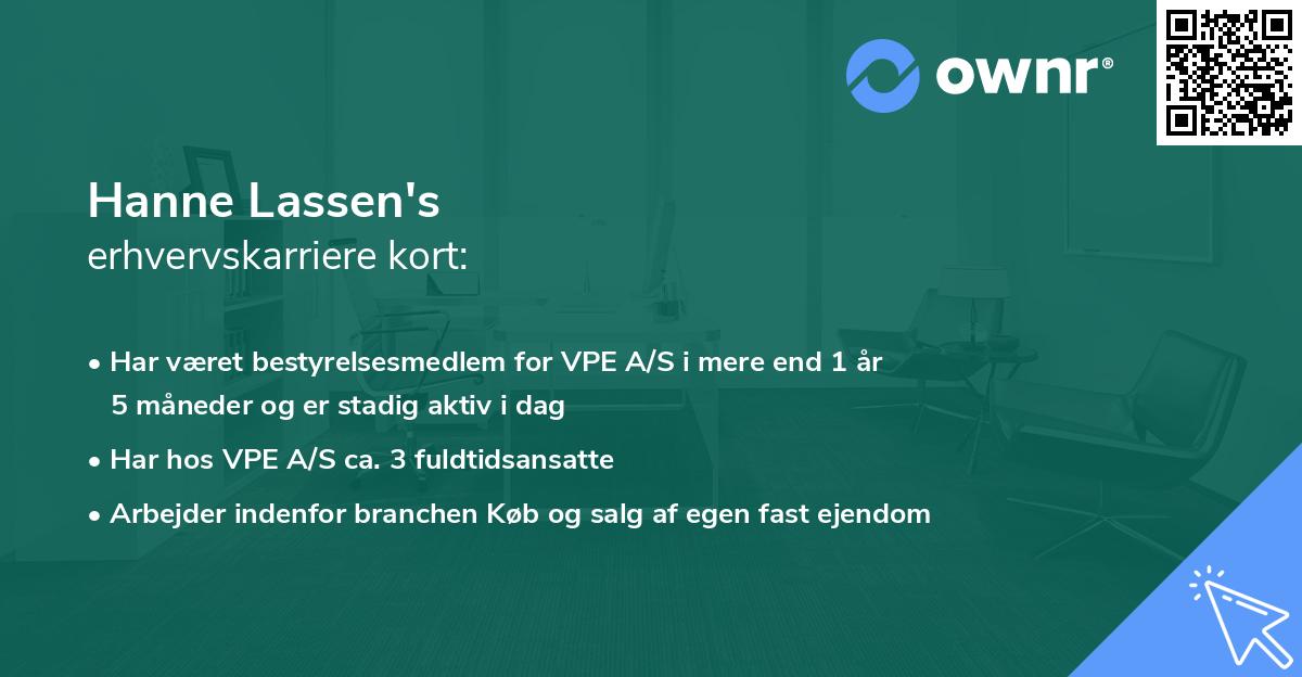 Hanne Lassen's erhvervskarriere kort