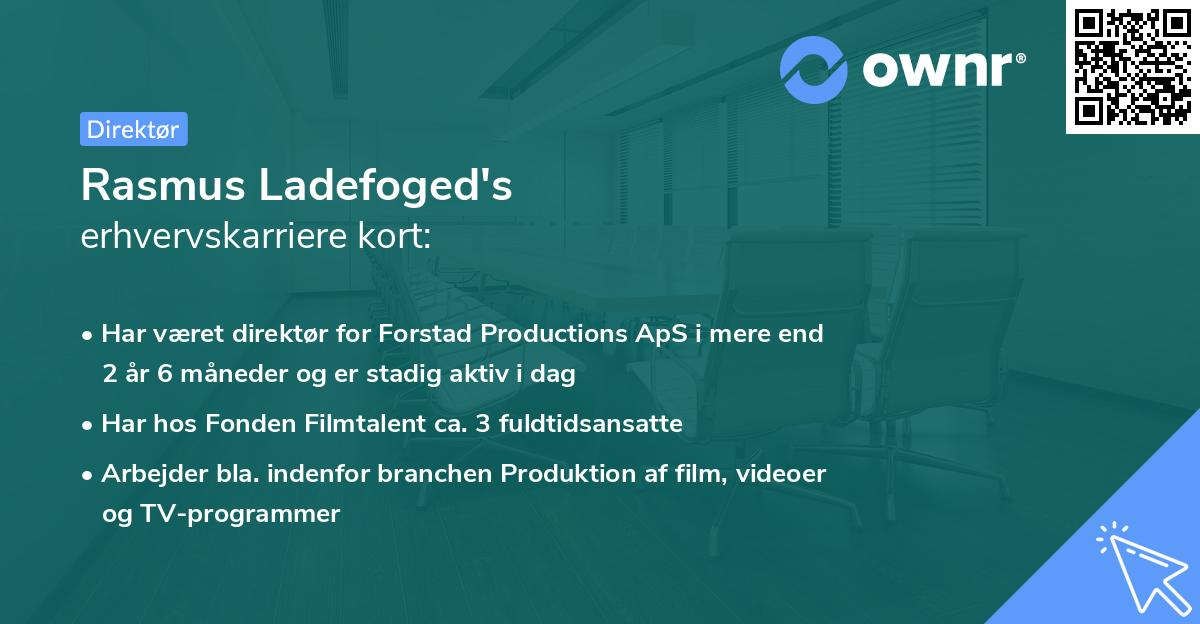 Rasmus Ladefoged's erhvervskarriere kort