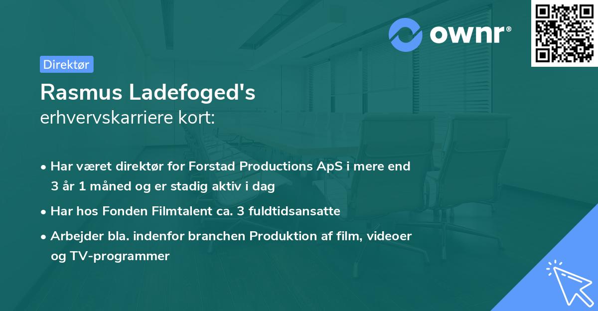 Rasmus Ladefoged's erhvervskarriere kort