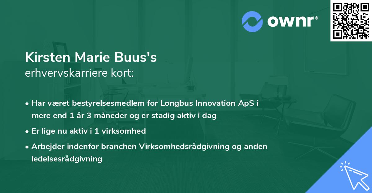Kirsten Marie Buus's erhvervskarriere kort