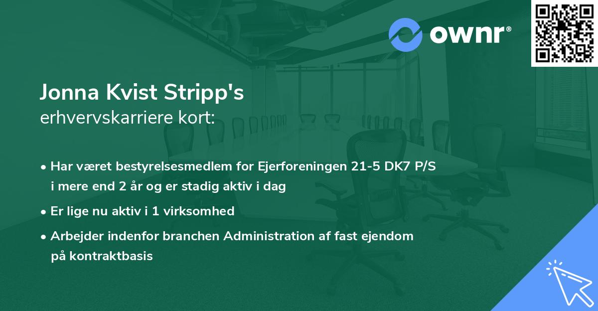 Jonna Kvist Stripp's erhvervskarriere kort