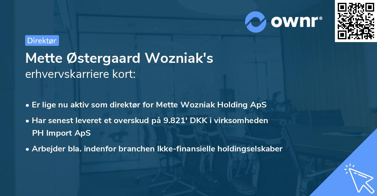 Mette Østergaard Wozniak's erhvervskarriere kort
