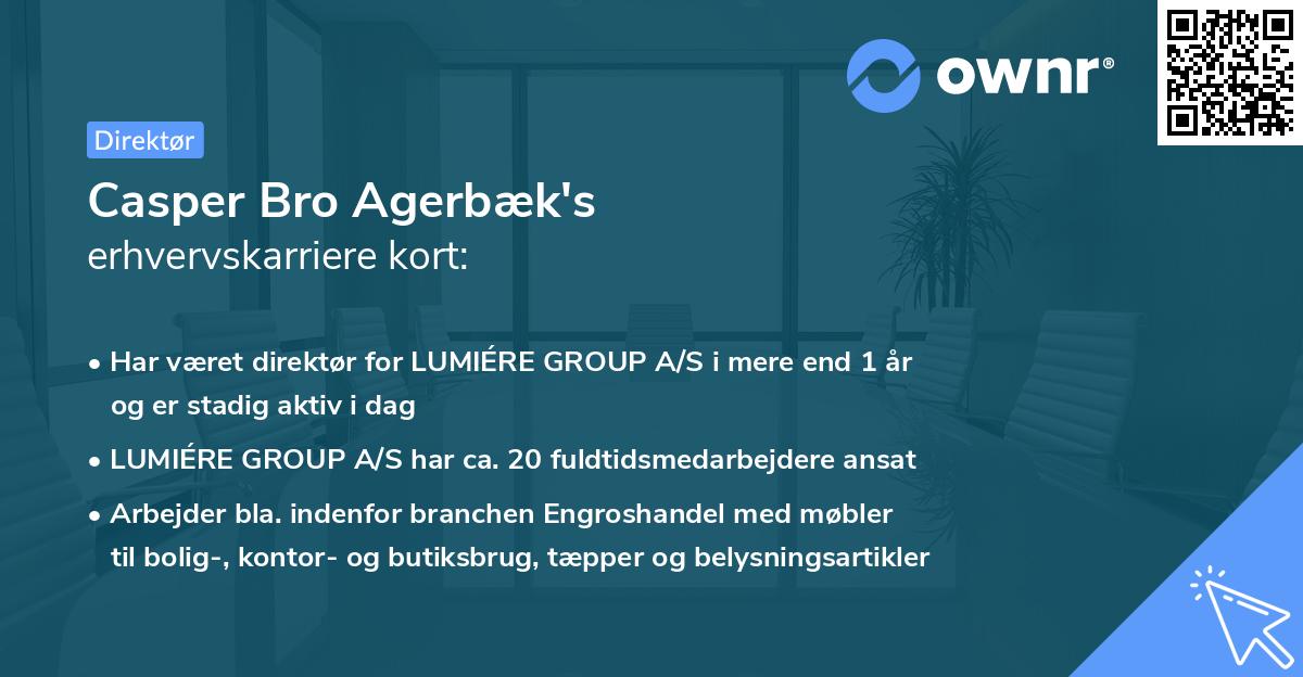Casper Bro Agerbæk's erhvervskarriere kort
