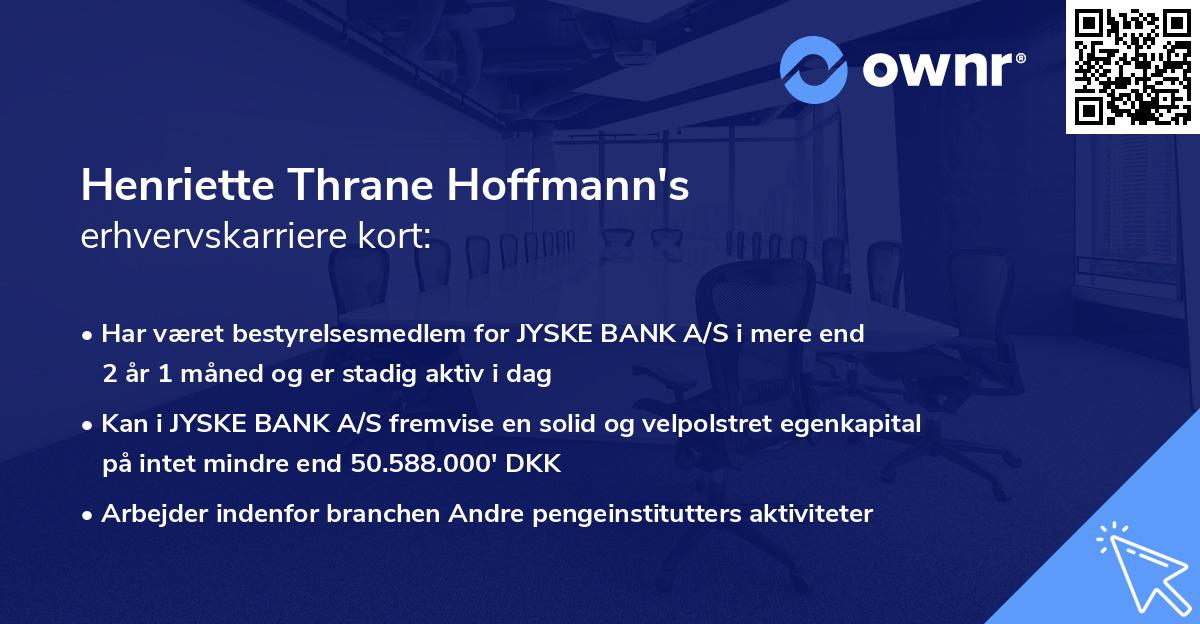 Henriette Thrane Hoffmann's erhvervskarriere kort