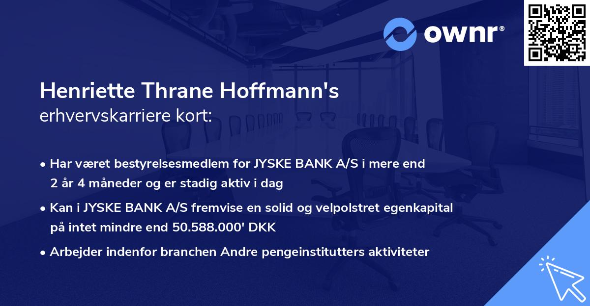 Henriette Thrane Hoffmann's erhvervskarriere kort