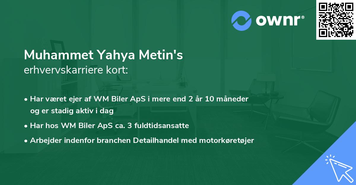 Muhammet Yahya Metin's erhvervskarriere kort