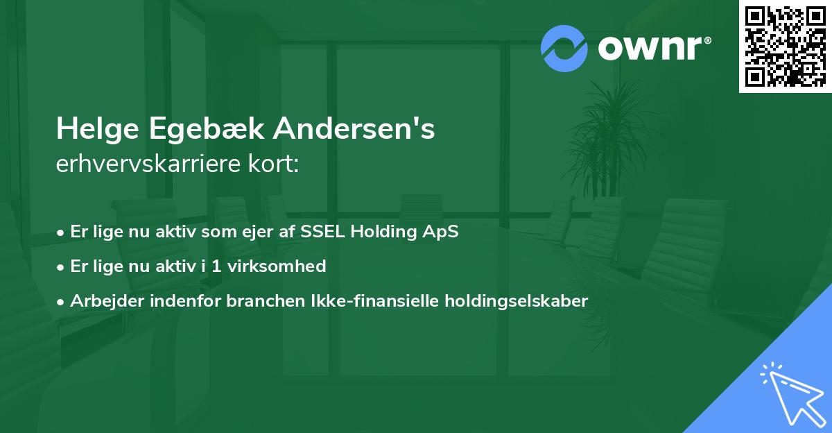 Helge Egebæk Andersen's erhvervskarriere kort