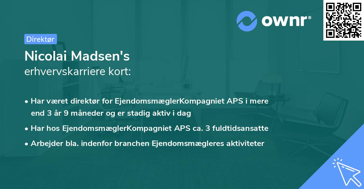 Nicolai Madsen's erhvervskarriere kort