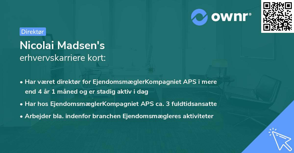 Nicolai Madsen's erhvervskarriere kort