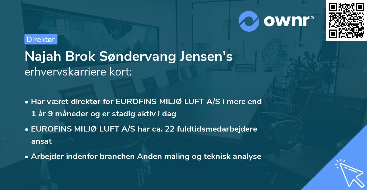 Najah Brok Søndervang Jensen's erhvervskarriere kort