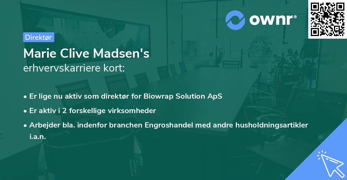 Marie Clive Madsen's erhvervskarriere kort
