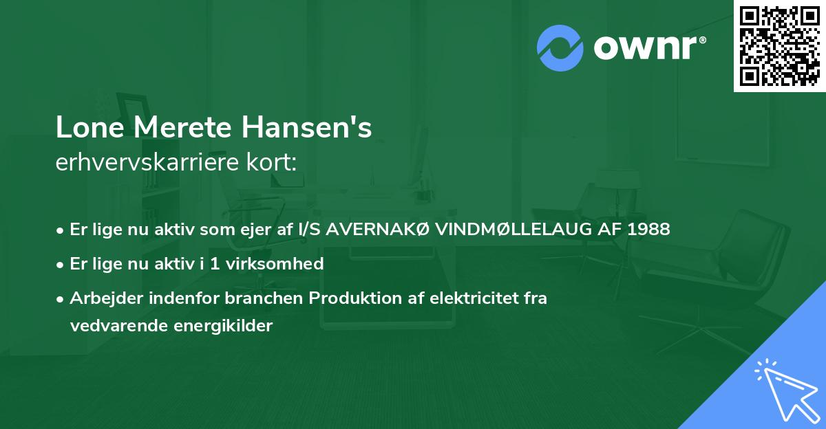 Lone Merete Hansen's erhvervskarriere kort