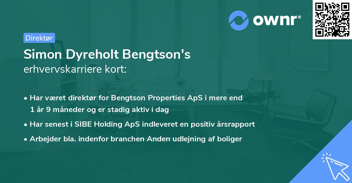 Simon Dyreholt Bengtson's erhvervskarriere kort