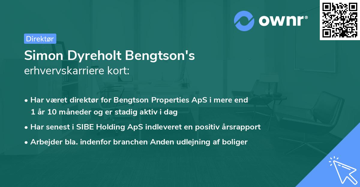 Simon Dyreholt Bengtson's erhvervskarriere kort