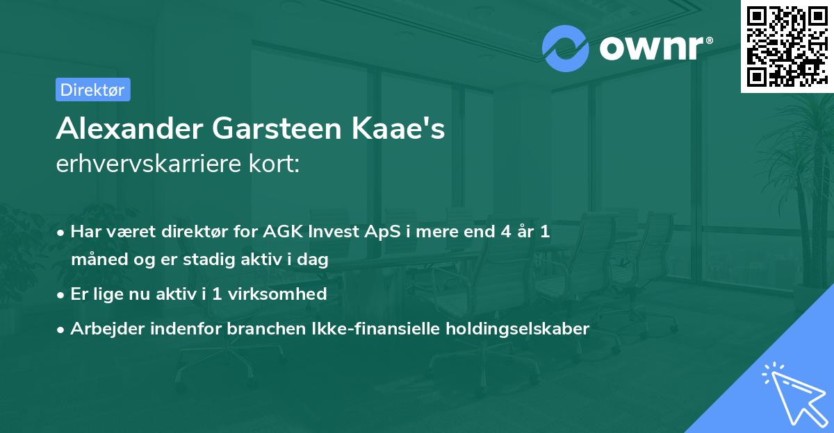 Alexander Garsteen Kaae's erhvervskarriere kort