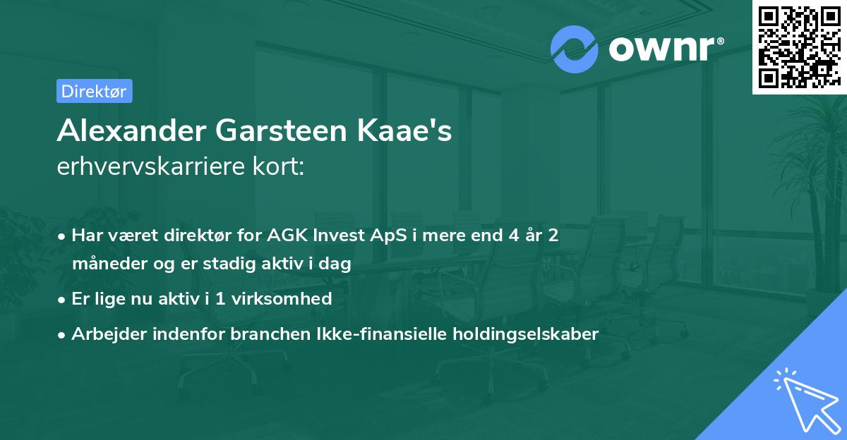 Alexander Garsteen Kaae's erhvervskarriere kort