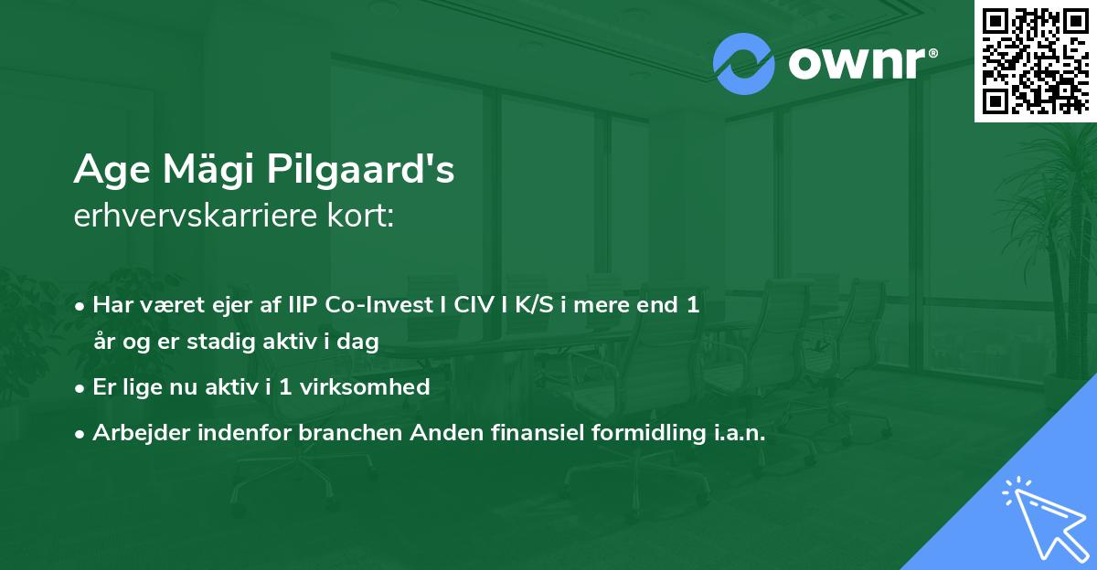 Age Mägi Pilgaard's erhvervskarriere kort
