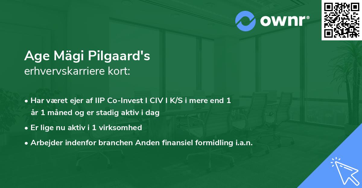 Age Mägi Pilgaard's erhvervskarriere kort