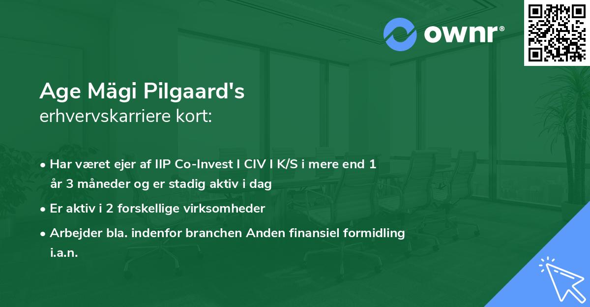 Age Mägi Pilgaard's erhvervskarriere kort