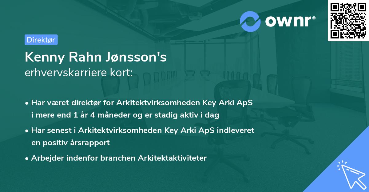Kenny Rahn Jønsson's erhvervskarriere kort