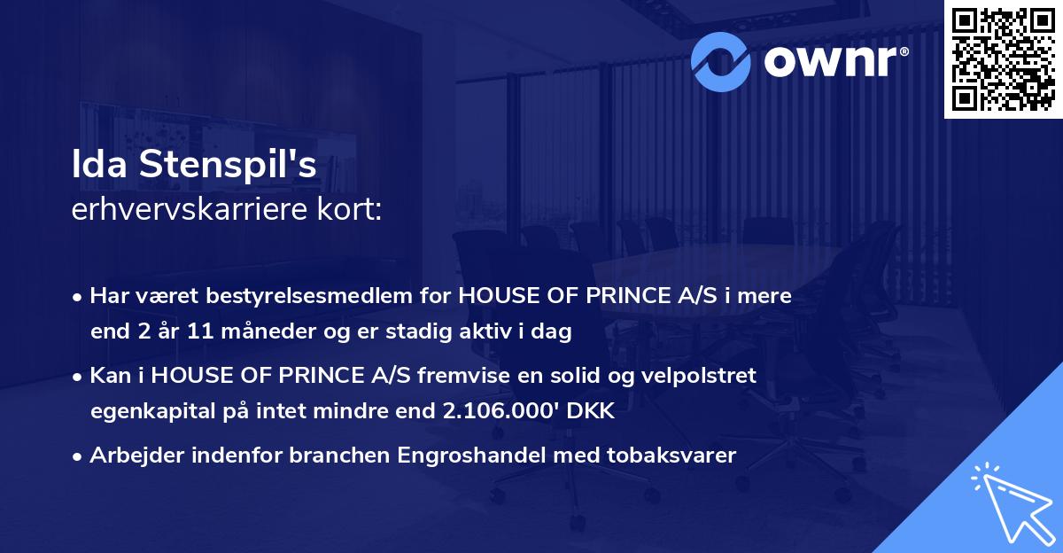 Ida Stenspil's erhvervskarriere kort