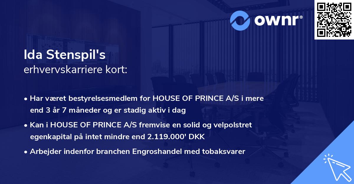 Ida Stenspil's erhvervskarriere kort
