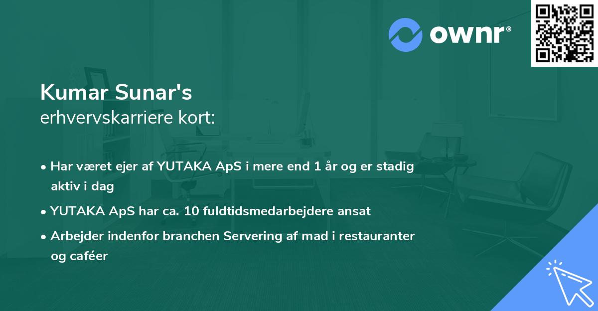 Kumar Sunar's erhvervskarriere kort