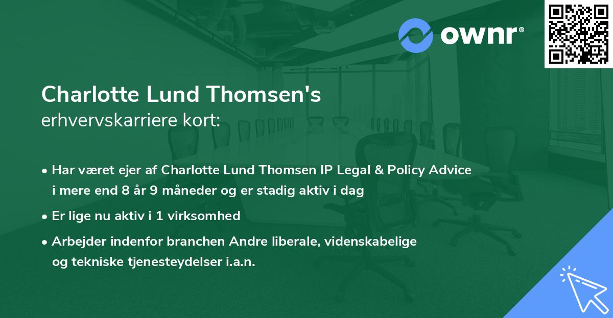 Charlotte Lund Thomsen's erhvervskarriere kort