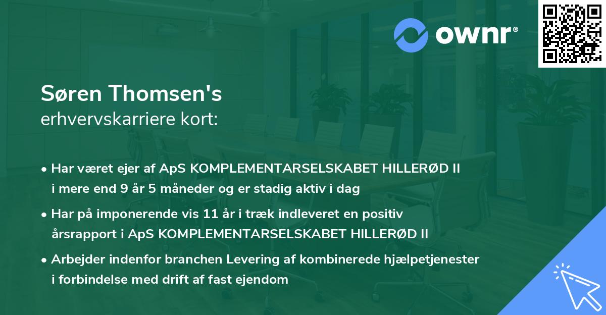 Søren Thomsen's erhvervskarriere kort