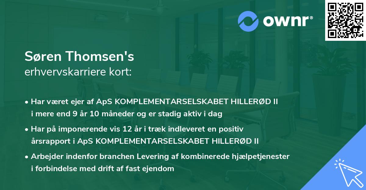 Søren Thomsen's erhvervskarriere kort