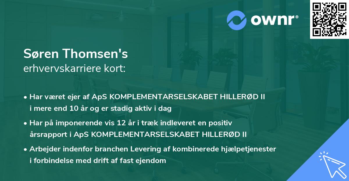 Søren Thomsen's erhvervskarriere kort